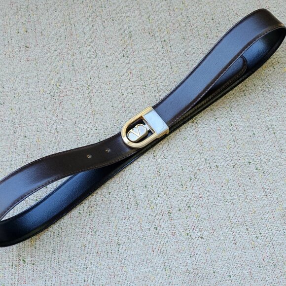Vintage Valentino Belt Dark Brown Genuine Leather Unisex Waistband Made in Italy main image 7
